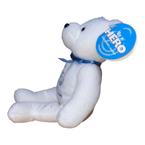 March Of Dimes "Hero" WalkAmerica 2001 Limited Edition White Plush Bear With Blu - Picture 2 of 9